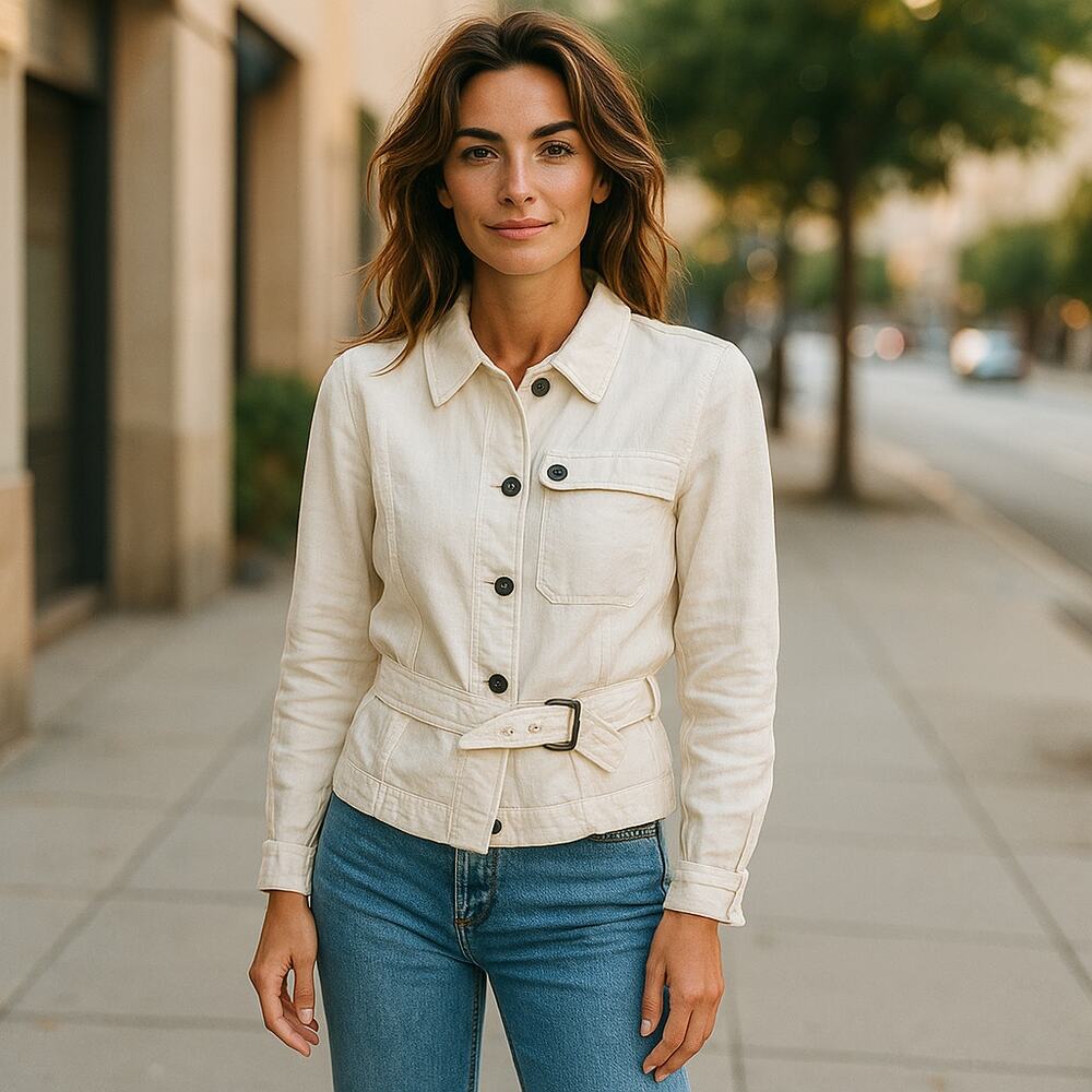 NWT Talbots White 100% Linen Utility Jacket Coat Military Style Womens Size 6 - Picture 11 of 11